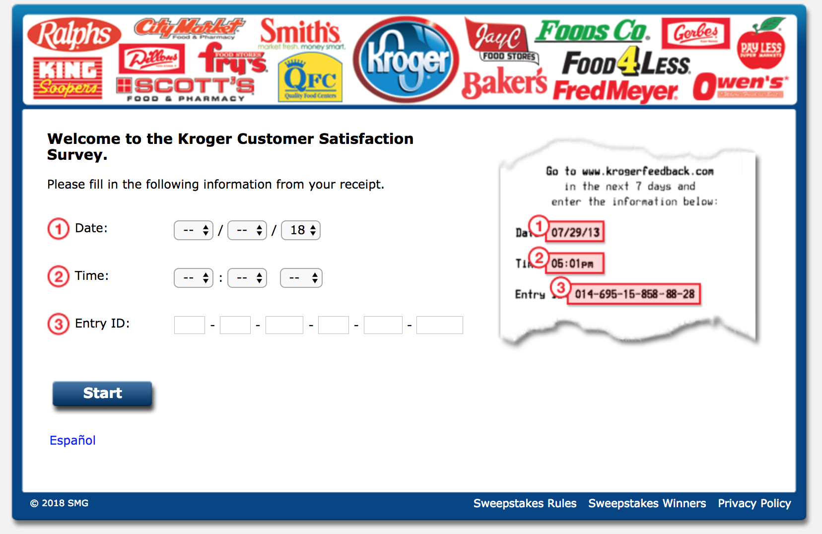 Krogerfeedback survey homepage