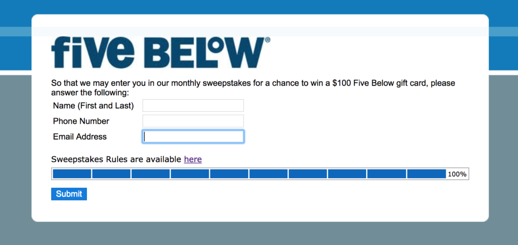 www.fivebelowsurvey.com - FiveBelow Â® Survey, Win $100 - Accelerated.